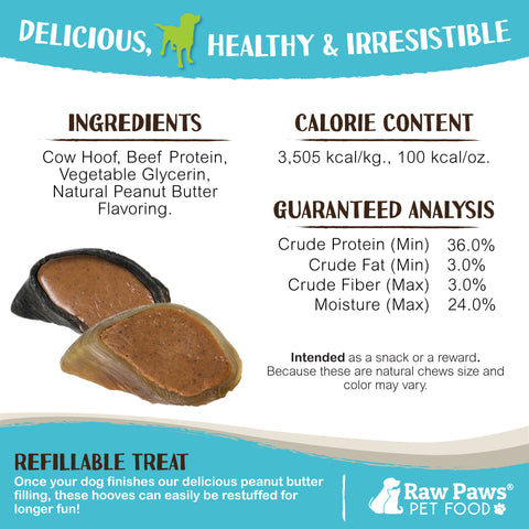 Filled Cow Hooves for Dogs - Peanut Butter Flavor, 5 ct