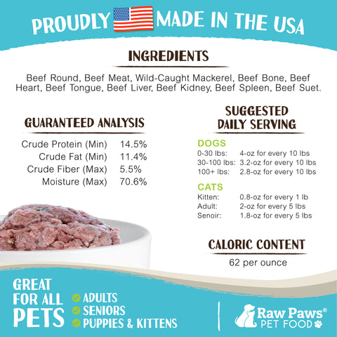 Signature Blend Pet Food for Dogs & Cats - Beef & Mackerel Recipe, 1-lb