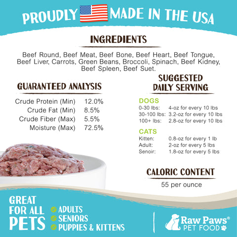 Signature Blend Pet Food for Dogs & Cats - Beef & Vegetable Recipe, 1-lb