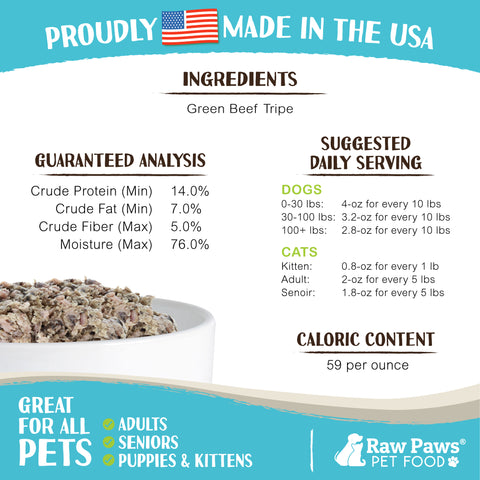 Signature Green Beef Tripe for Dogs & Cats, 1-lb