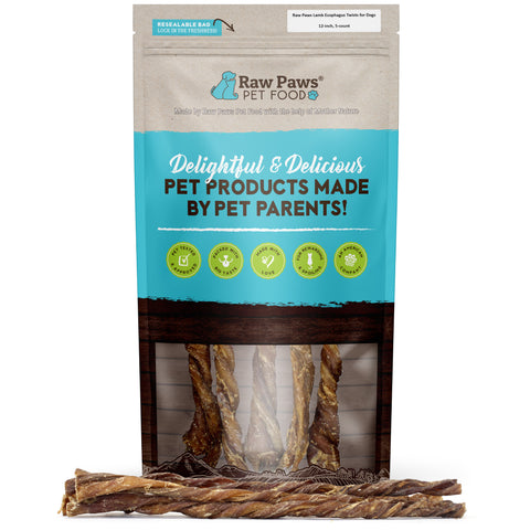 Lamb Esophagus Twists for Dogs, 12-inch - 5-ct