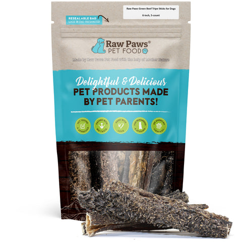 Beef Green Tripe Sticks for Dogs - 6-inch