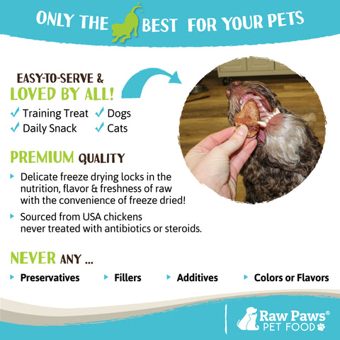 Freeze Dried Chicken Heart Treats for Dogs & Cats, 4-oz