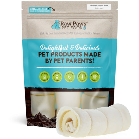 Beef Cheek Rolls for Dogs, 6-inch - 4-ct