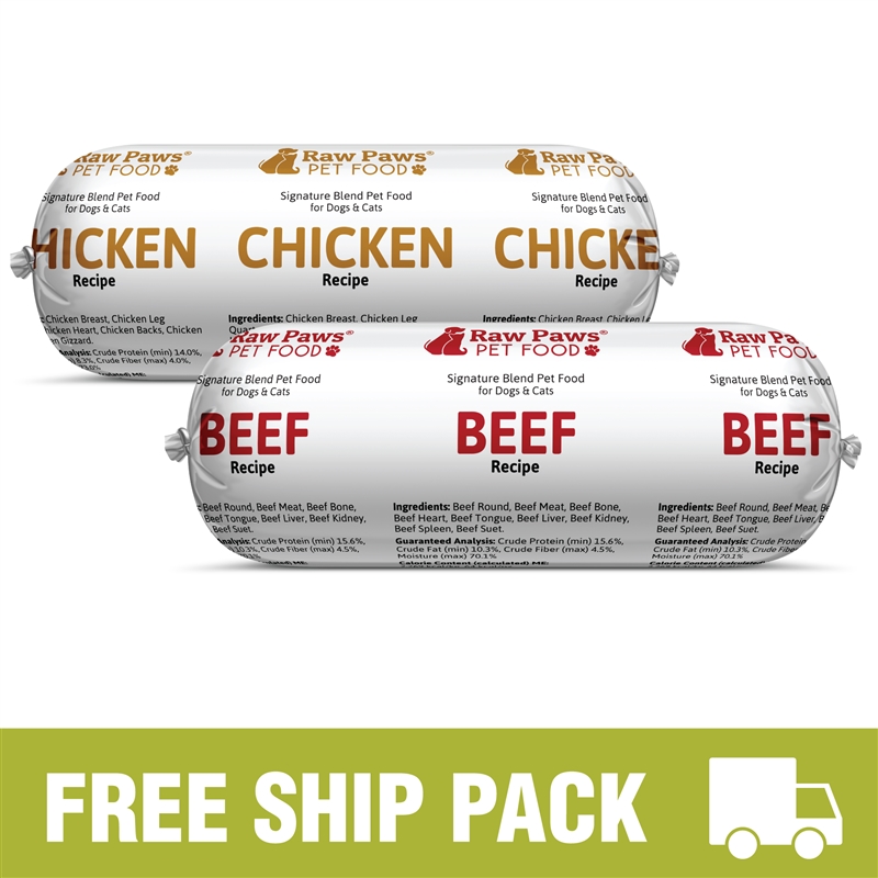 Raw Paws Complete Beef & Chicken Free Ship Pack, 20 Lbs