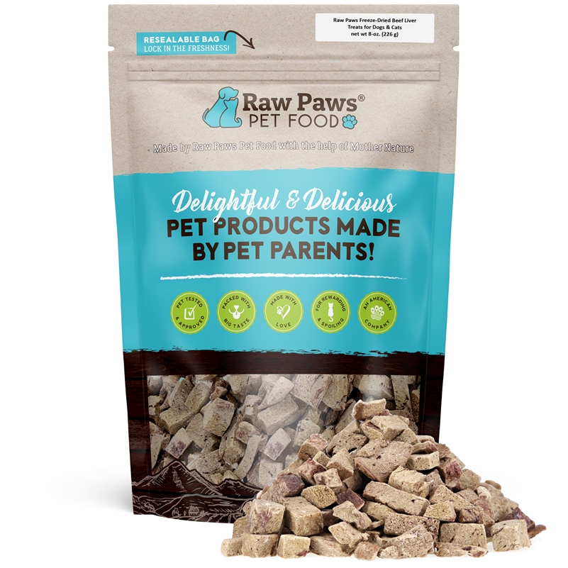 Raw Paws Freeze Dried Beef Liver Treats For Dogs & Cats, 8 Oz