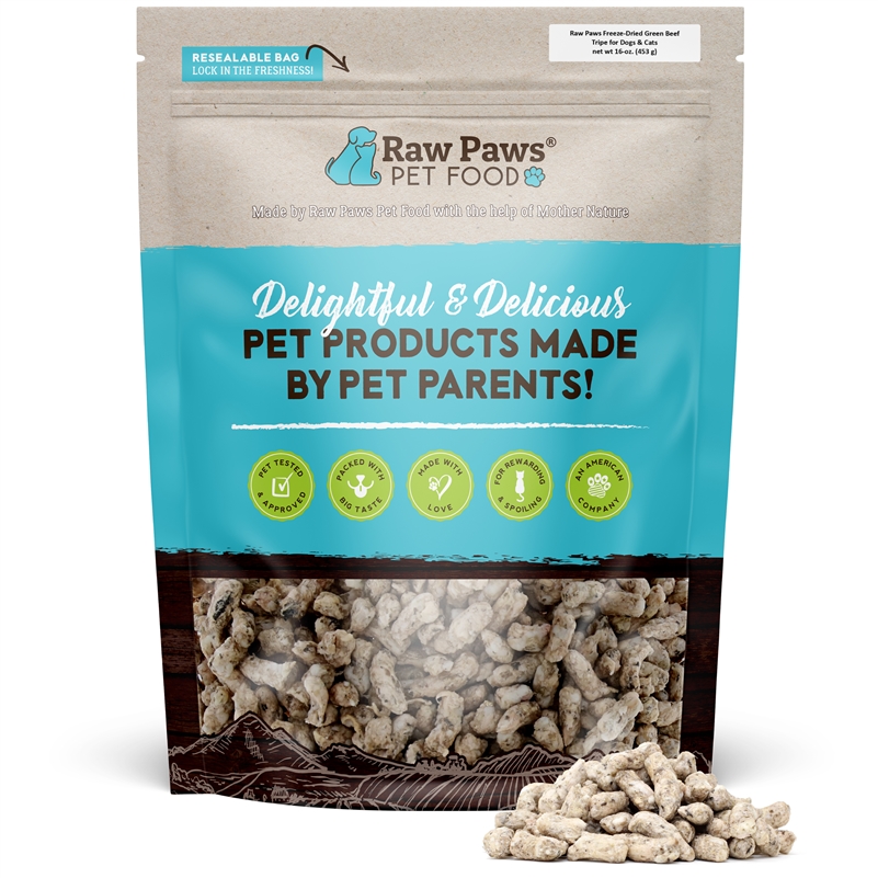 Raw Paws Freeze Dried Complete Green Beef Tripe Pet Food For Dogs & Cats, 16 Oz