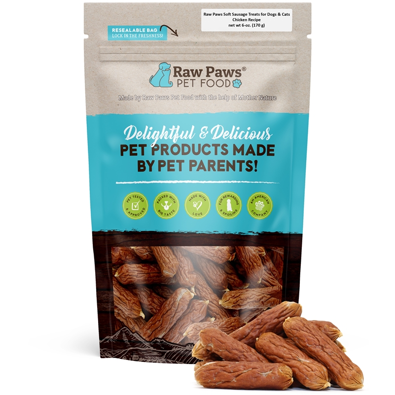 Raw Paws Soft Chicken Sausage Treats For Dogs & Cats, 6 Oz