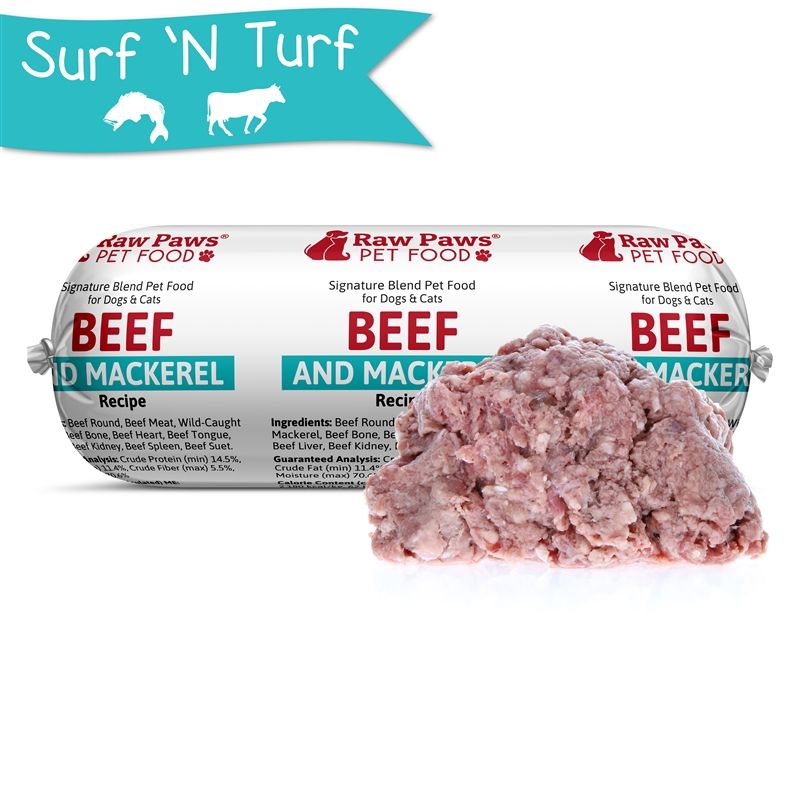 Raw Paws Signature Blend Complete Ground Beef & Mackerel For Dogs & Cats, 1 Lb