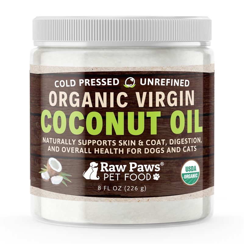 Raw Paws Organic Virgin Coconut Oil Supplement For Dogs & Cats, 8 Fl Oz