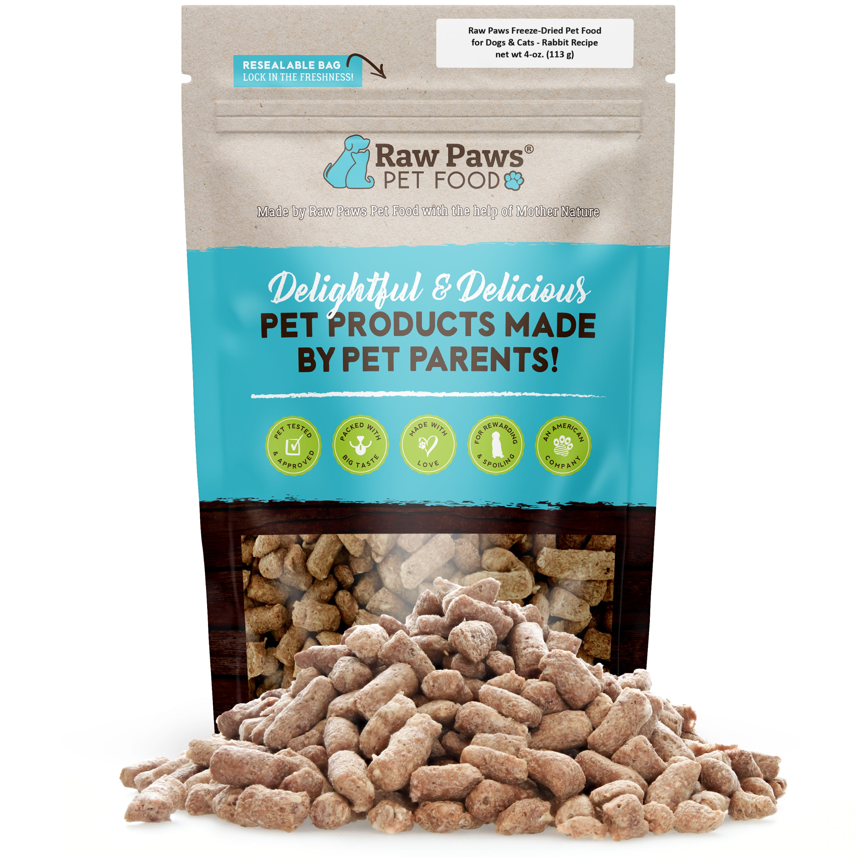 Raw Paws Freeze-Dried Rabbit Recipe 4 oz product package