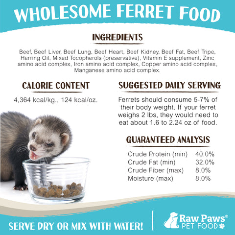 Freeze Dried Pet Food for Ferrets - Beef Recipe, 16-oz
