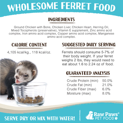 Freeze Dried Pet Food for Ferrets - Chicken Recipe, 16-oz