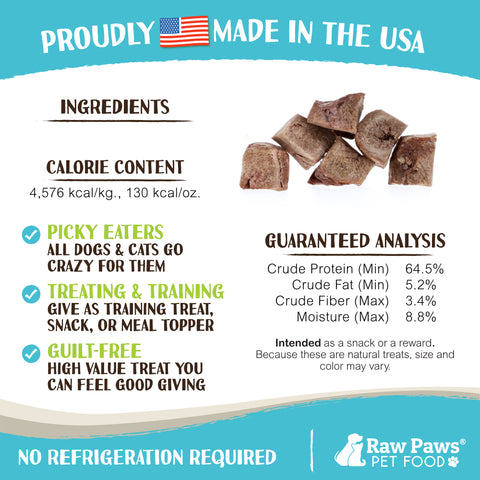 Freeze Dried Diced Chicken Heart Treats for Dogs & Cats, 4-oz