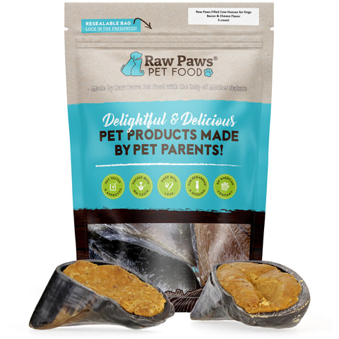 Filled Cow Hooves for Dogs - Bacon & Cheddar Flavor, 5 ct