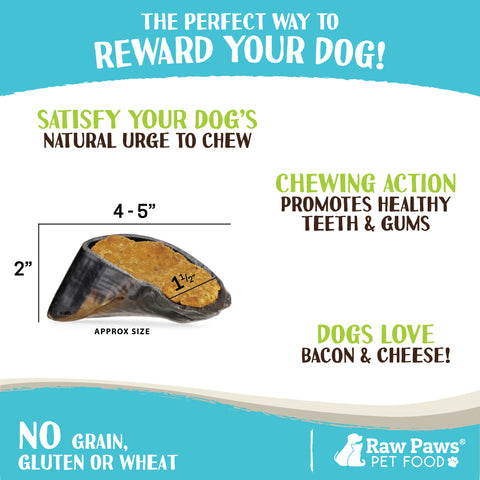 Filled Cow Hooves for Dogs - Bacon & Cheddar Flavor, 5 ct