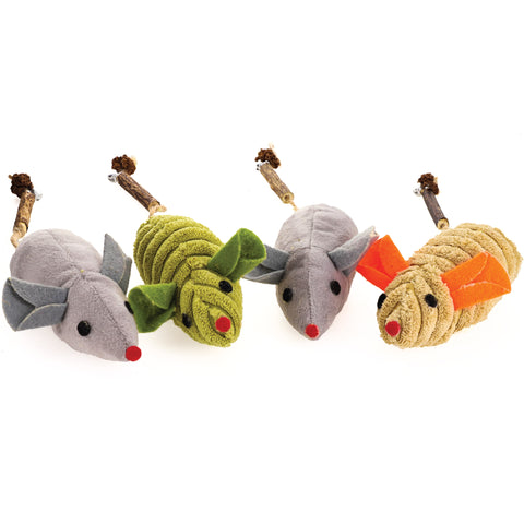 Natural Catnip Plush Mouse Cat Toys, 4-ct