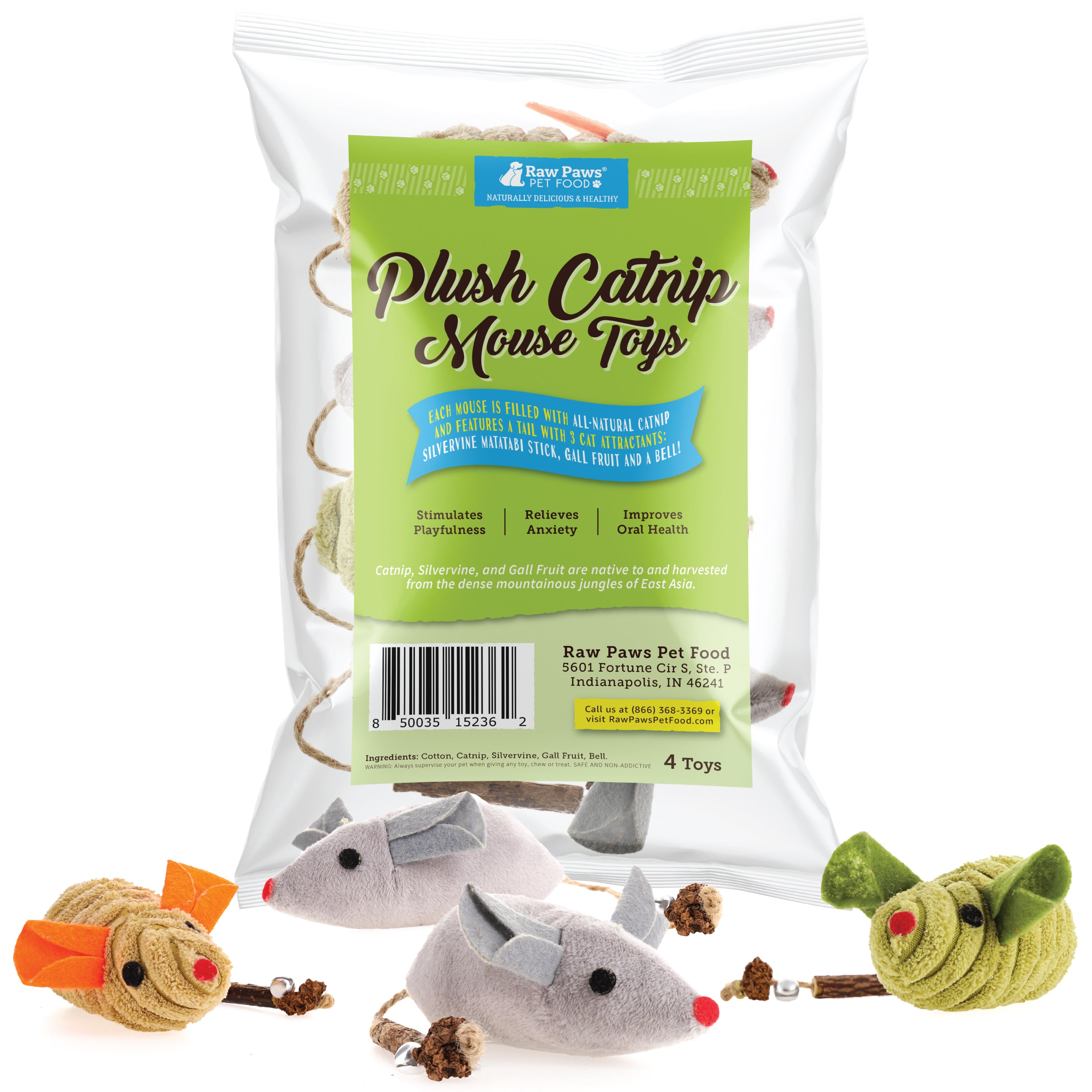 Natural Catnip Plush Mouse Cat Toys (Raw Paws)