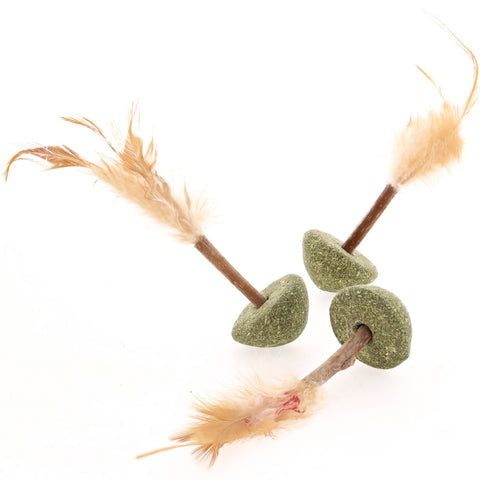Natural Catnip Lollipop Feather Cat Toys, 3-ct