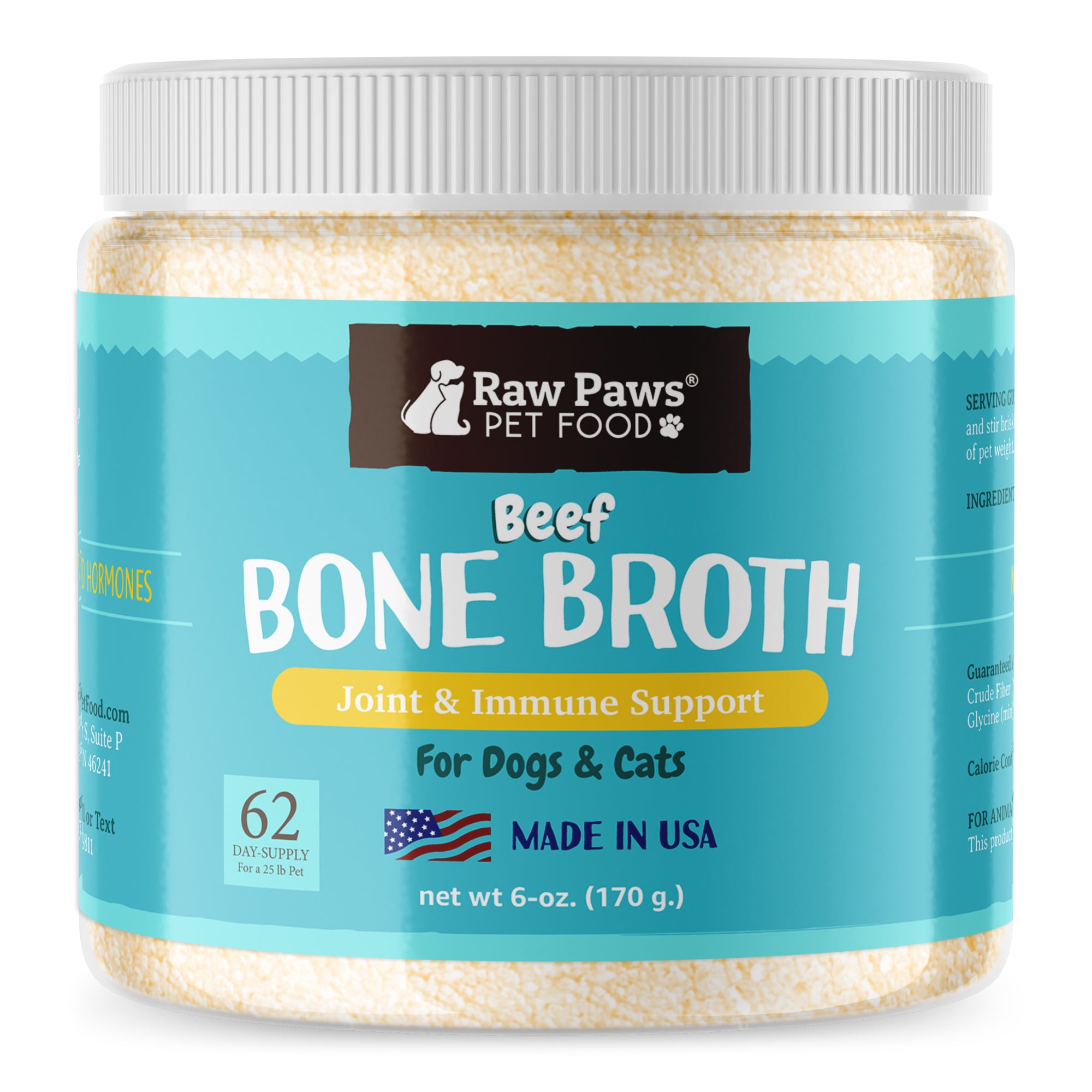 Raw Paws Beef Bone Broth Supplement Powder, 6 ounce jar