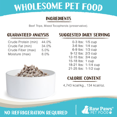 Freeze Dried Green Beef Tripe Pet Food for Dogs & Cats, 16-oz