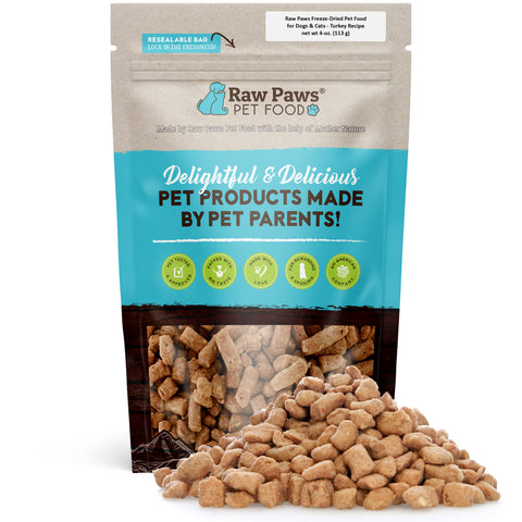 Freeze Dried Pet Food for Dogs & Cats - Turkey Recipe, 4-oz