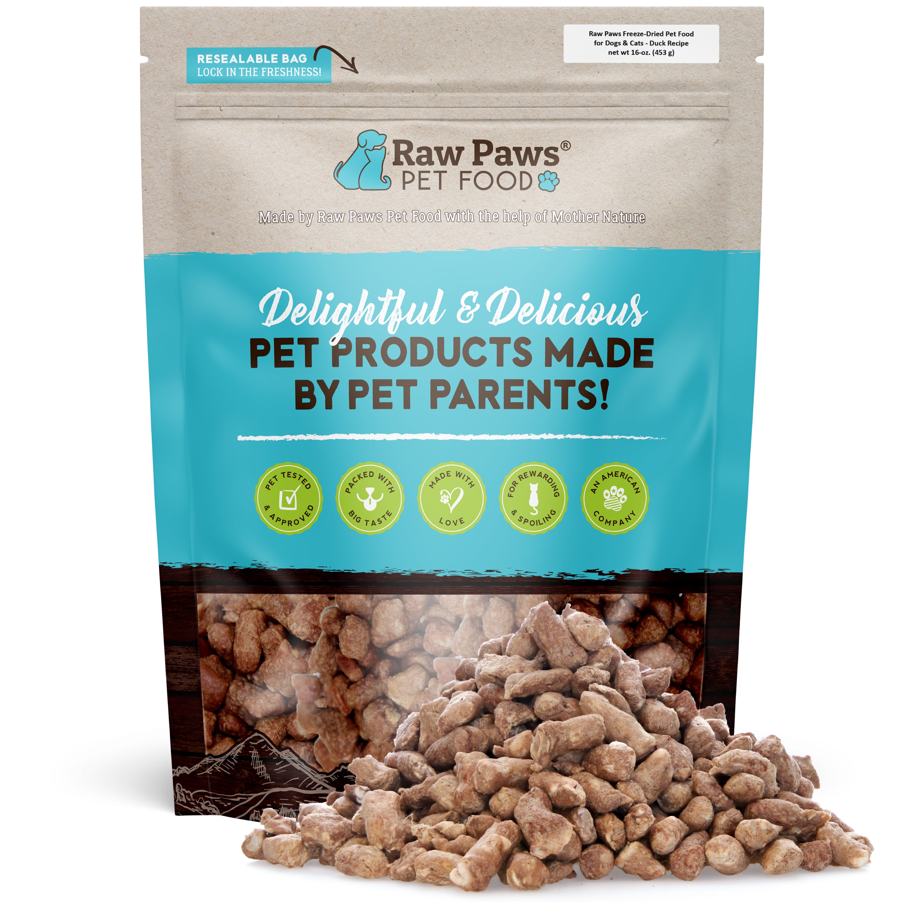 Raw Paws Freeze-Dried Duck Recipe 16 oz product package