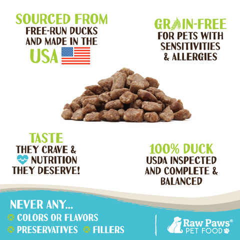 Freeze Dried Pet Food for Dogs & Cats - Duck Recipe, 16-oz