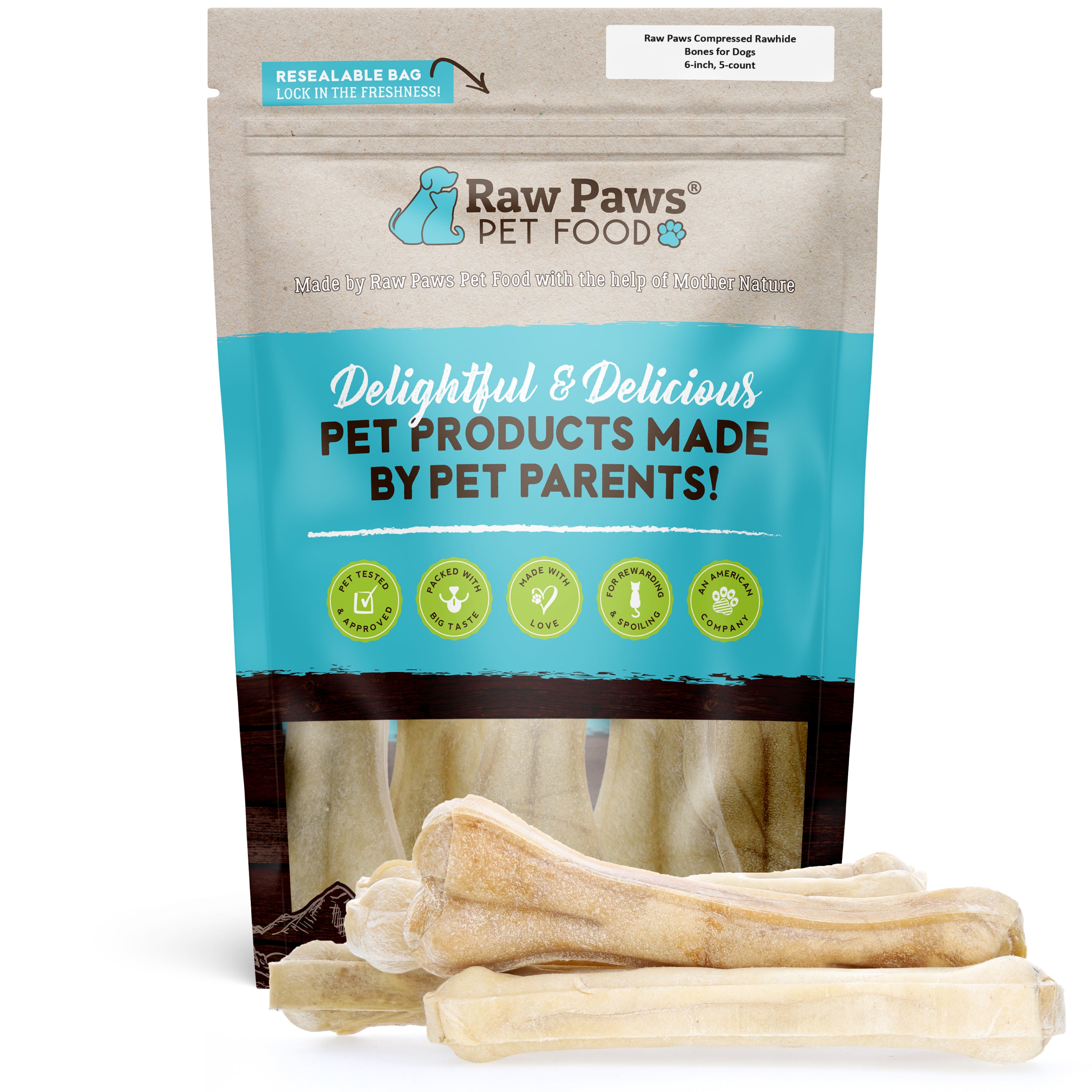 6-inch Compressed Rawhide Bones for Dogs- Long-Lasting Dog Chew – Raw ...