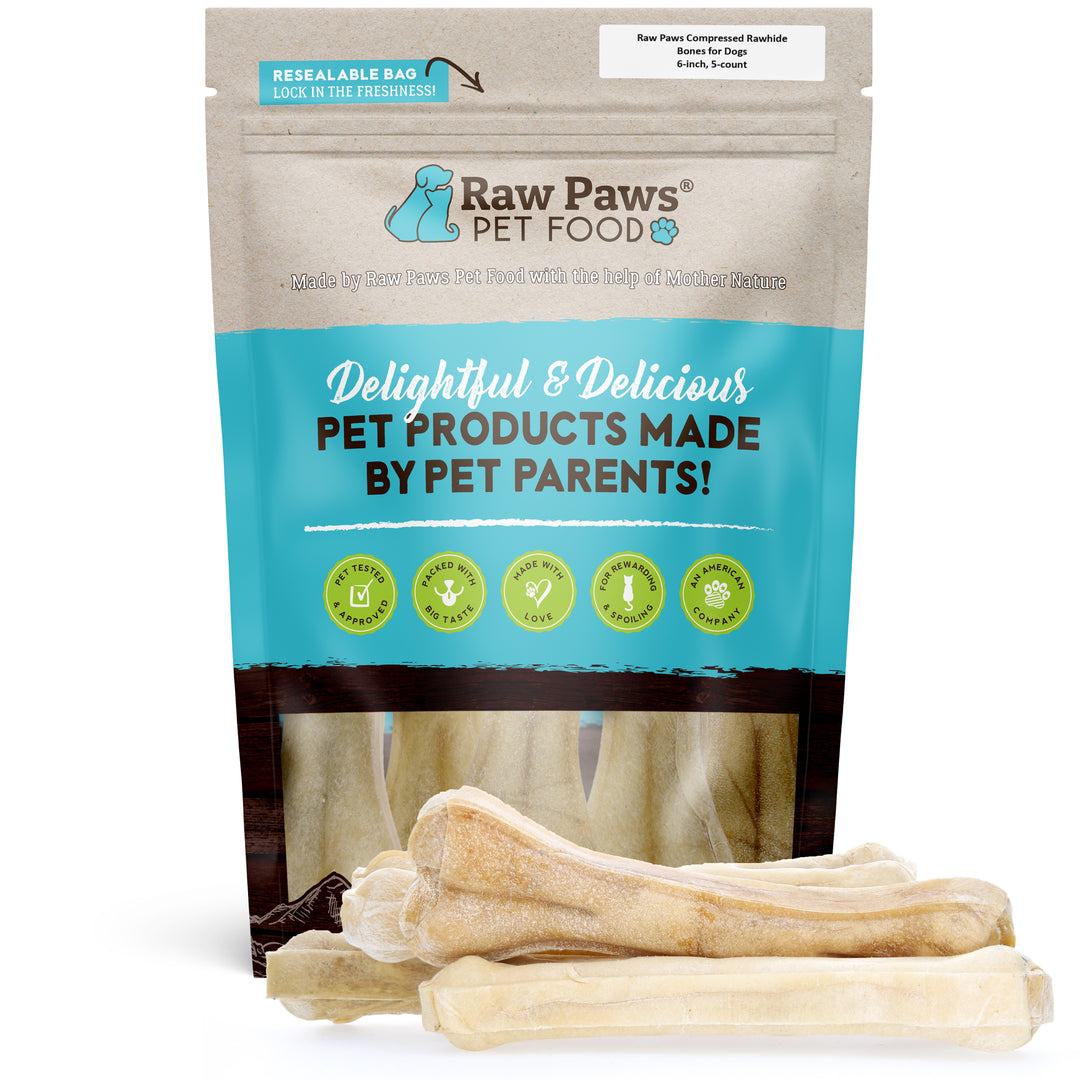6-inch Compressed Rawhide Bones for Dogs- Long-Lasting Dog Chew – Raw ...