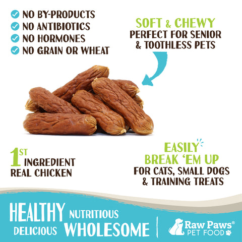 Grain-Free Soft Sausage Treats for Dogs & Cats - Chicken Recipe, 6-oz