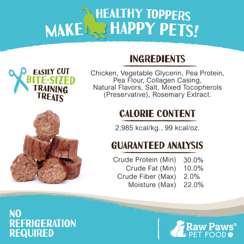 Grain-Free Soft Sausage Treats for Dogs & Cats - Chicken Recipe, 6-oz