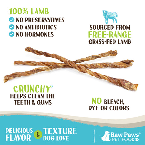 Lamb Esophagus Twists for Dogs, 12-inch - 5-ct