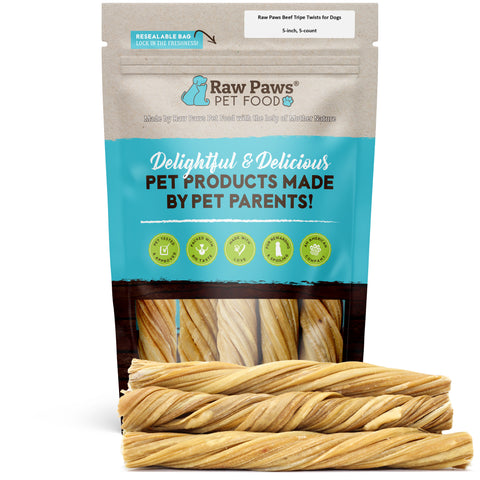 Beef Tripe Twists for Dogs, 5-inch - 5-ct
