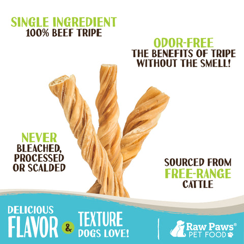 Beef Tripe Twists for Dogs, 5-inch - 5-ct
