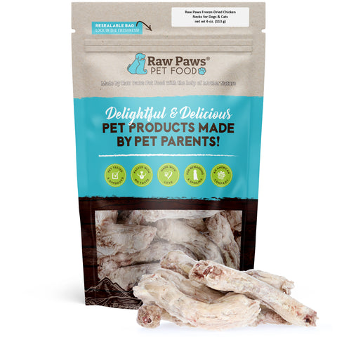 Freeze Dried Chicken Necks for Dogs & Cats, 4-oz