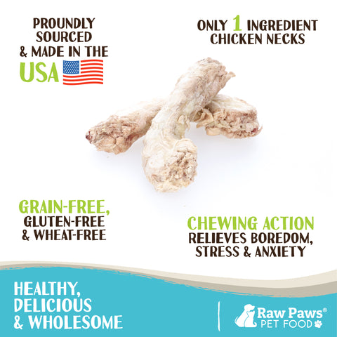 Freeze Dried Chicken Necks for Dogs & Cats, 4-oz