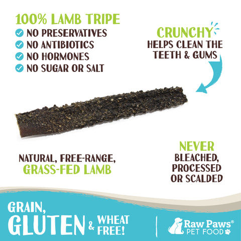 Green Lamb Tripe Sticks for Dogs - 6-inch