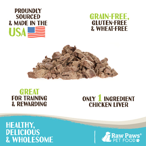 Freeze Dried Diced Chicken Liver Treats for Dogs & Cats, 4-oz