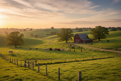 image of livestock farm with beautiful landscape