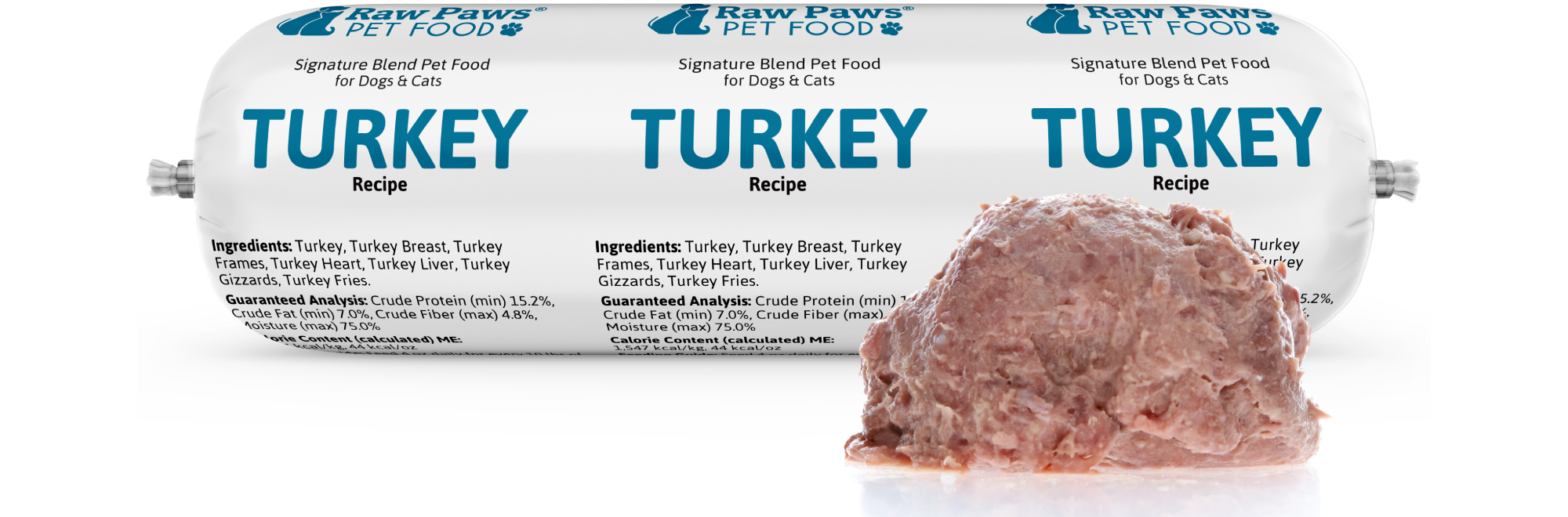 Raw Paws Signature Blend Complete Turkey for Dogs & Cats, 3 lbs