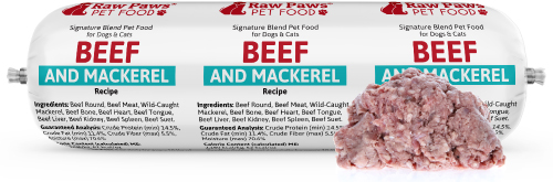 Raw Paws Signature Blend Complete Beef & Mackerel for Dogs & Cats, 3 lbs
