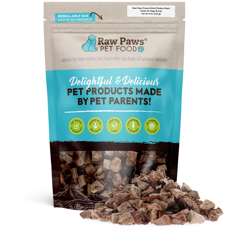 Freeze Dried Diced Chicken Hearts for Dogs & Cats, 4 oz